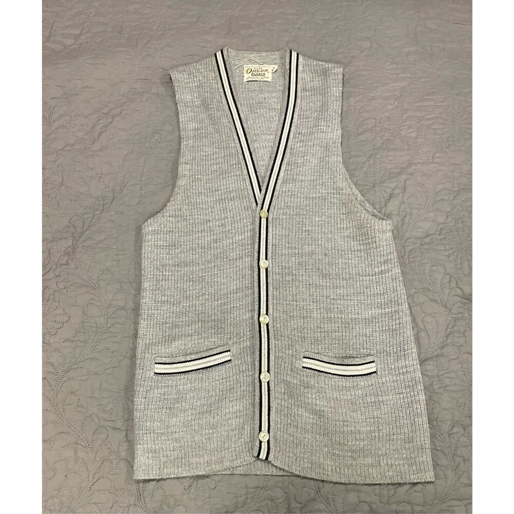 Orlon Campus Luxury Line Vintage Gray Acrylic Vest Small